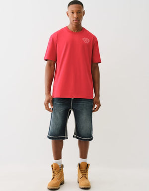 True Religion Vinny Rope Stitch Short Flap Jackknife Dark Wash