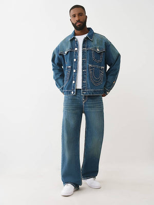 True Religion Jacket Drop Shlder Sup T Multi Pocket Turbo Rush Dark Wash