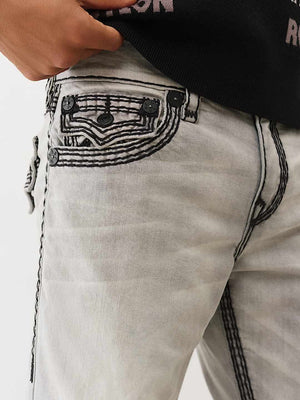 True Religion Jeans Ricky Super Qt Flap 34In Gritstone Grey Wash