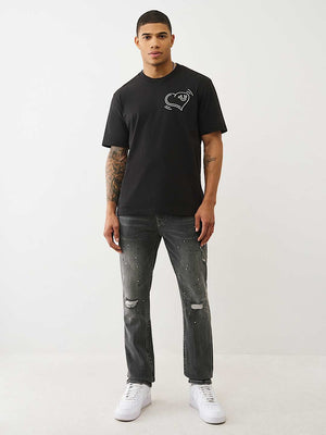 True Religion T-Shirt Ss Puff Cat Jet Black