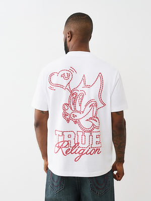 True Religion T-Shirt Ss Puff Cat Optic White