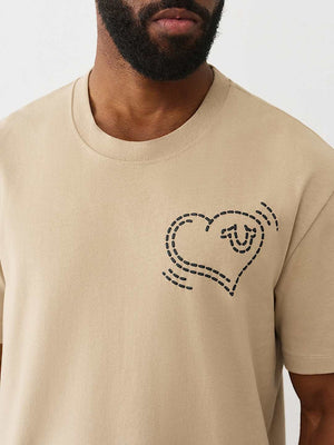 True Religion T-Shirt Ss Puff Cat Travertine