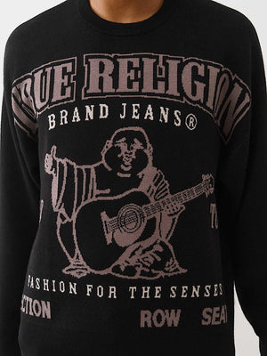 True Religion Sweater Ls Boxy Srs Jet Black