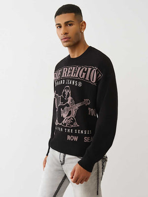 True Religion Sweater Ls Boxy Srs Jet Black