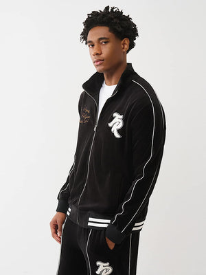 True Religion Jacket Velour Track Jet Black