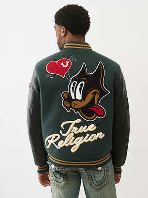 True Religion Jacket Cat Varsity Green Gables / Jet Black