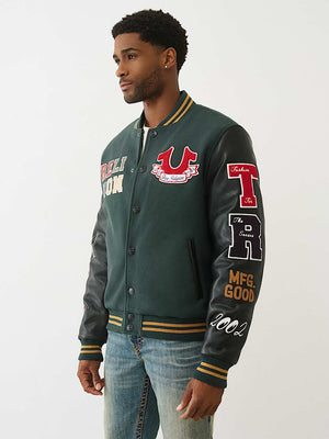 True Religion Jacket Cat Varsity Green Gables / Jet Black