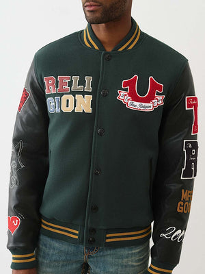 True Religion Jacket Cat Varsity Green Gables / Jet Black