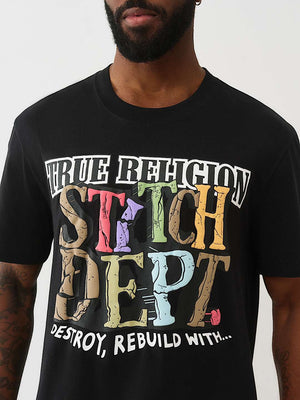 True Religion T-Shirt Ss Build Destroy Rebuild Jet Black