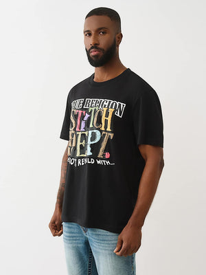 True Religion T-Shirt Ss Build Destroy Rebuild Jet Black