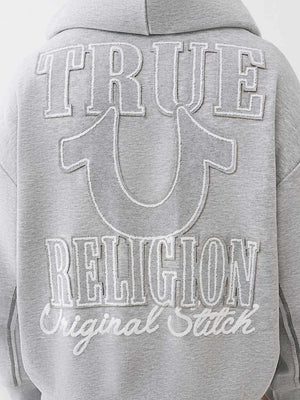 True Religion Jacket Rib Stitch Dept Boxy Zip Up Heather Grey