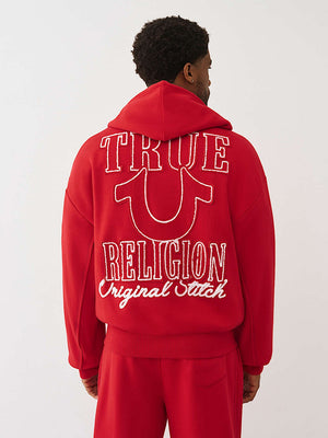 True Religion Jacket Rib Stitch Dept Boxy Zip Up Trv Red