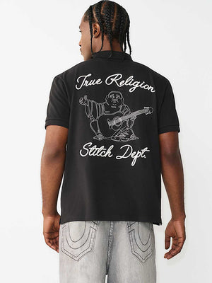 TRUE RELIGION GOLFER EMBRO STITCH JET BLACK