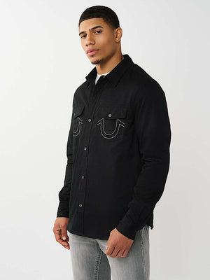 True Religion Shirt Arch Ls Ctn Twill Black