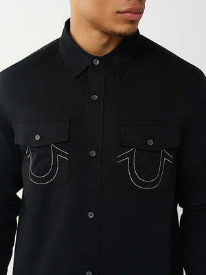 True Religion Shirt Arch Ls Ctn Twill Black