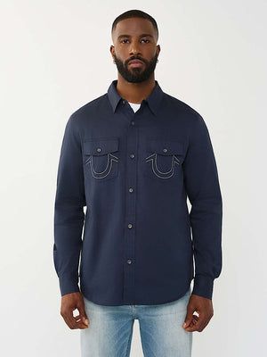 True Religion Shirt Arch Ls Ctn Twill Dress Blue