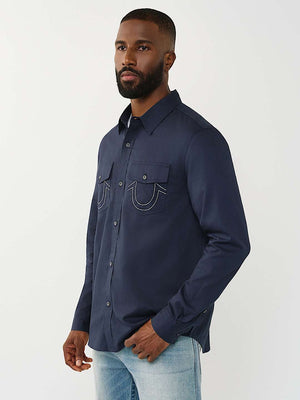 True Religion Shirt Arch Ls Ctn Twill Dress Blue