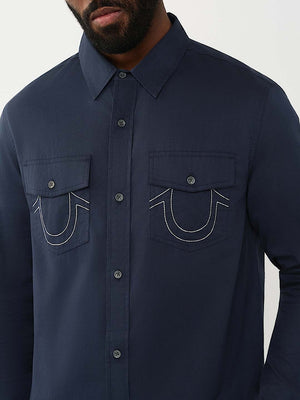 True Religion Shirt Arch Ls Ctn Twill Dress Blue