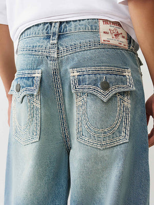 True Religion Jeans Mikey Super Qt Flap 32In Gridiron Blue Medium Wash