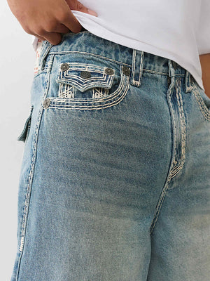 True Religion Jeans Mikey Super Qt Flap 32In Gridiron Blue Medium Wash