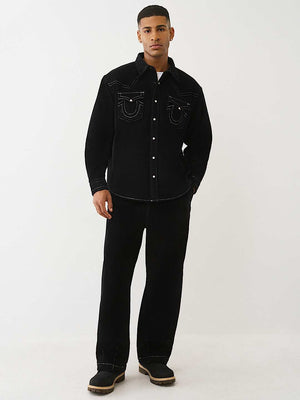 True Religion Shirt Sn Cord Western Jet Black