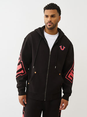 True Religion Jacket Overt Arch Logo Zip Up Jet Black
