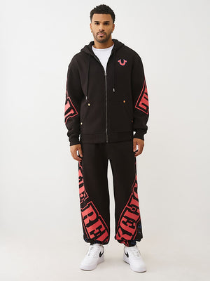 True Religion Jacket Overt Arch Logo Zip Up Jet Black