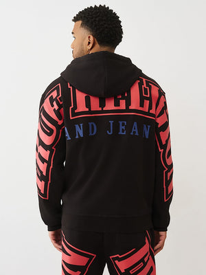 True Religion Jacket Overt Arch Logo Zip Up Jet Black