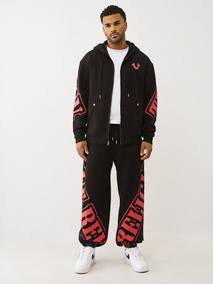 True Religion Jogger Overt Arch Logo Baggy Jet Black