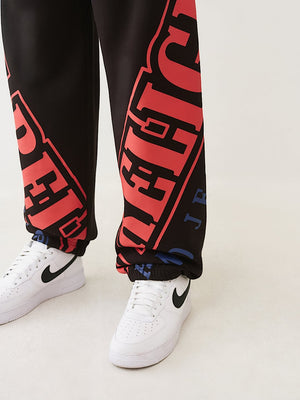 True Religion Jogger Overt Arch Logo Baggy Jet Black