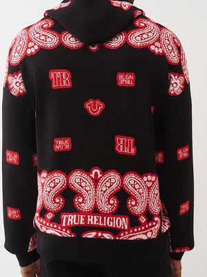 TRUE RELIGION JACKET KNITTED BANDANA BLACK-RED
