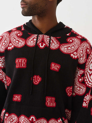 TRUE RELIGION JACKET KNITTED BANDANA BLACK-RED
