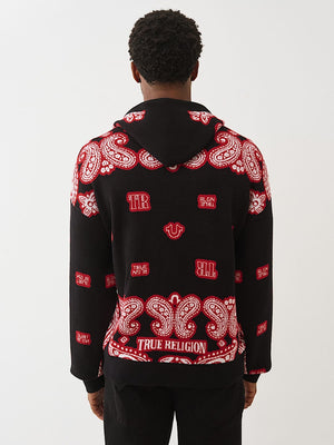 TRUE RELIGION JACKET KNITTED BANDANA BLACK-RED