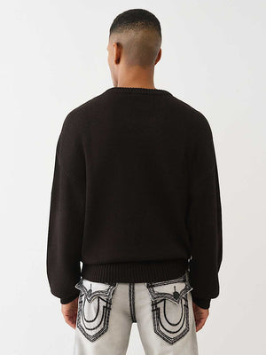True Religion Sweater Ls Branded Crewneck Jet Black