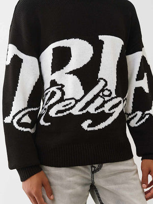 True Religion Sweater Ls Branded Crewneck Jet Black