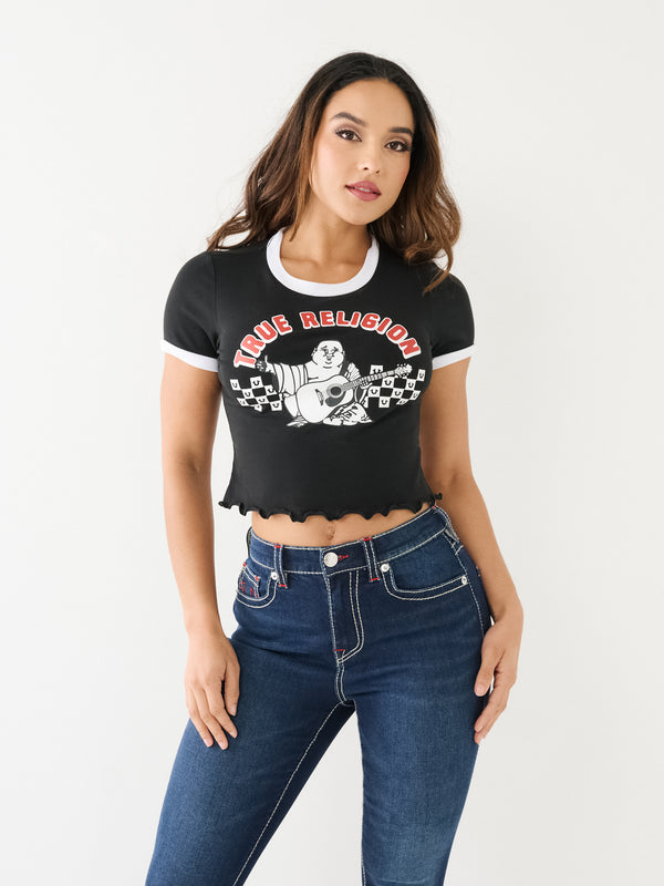 True Religion Baby T-Shirt Ladies Jet Black