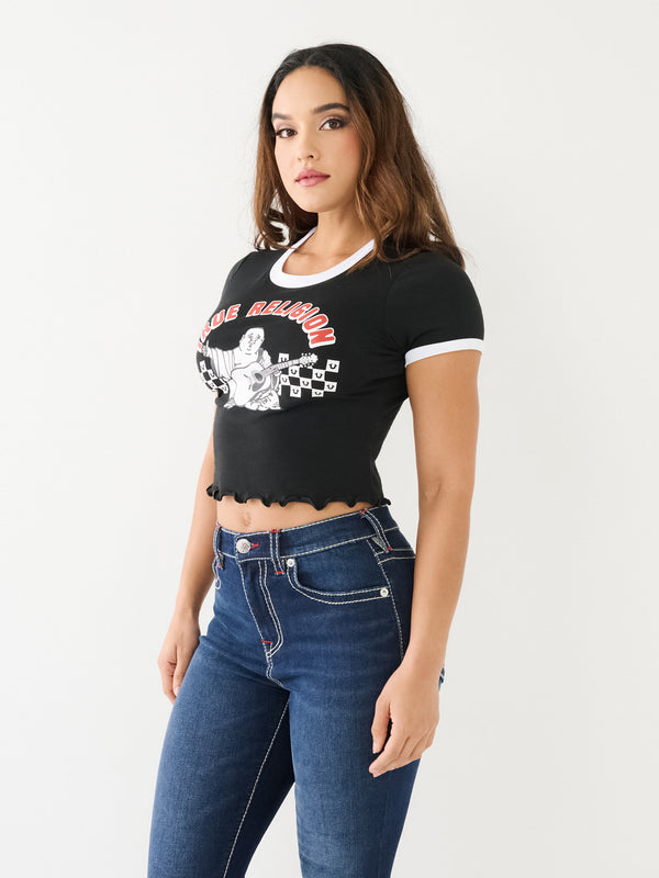 True Religion Baby T-Shirt Ladies Jet Black