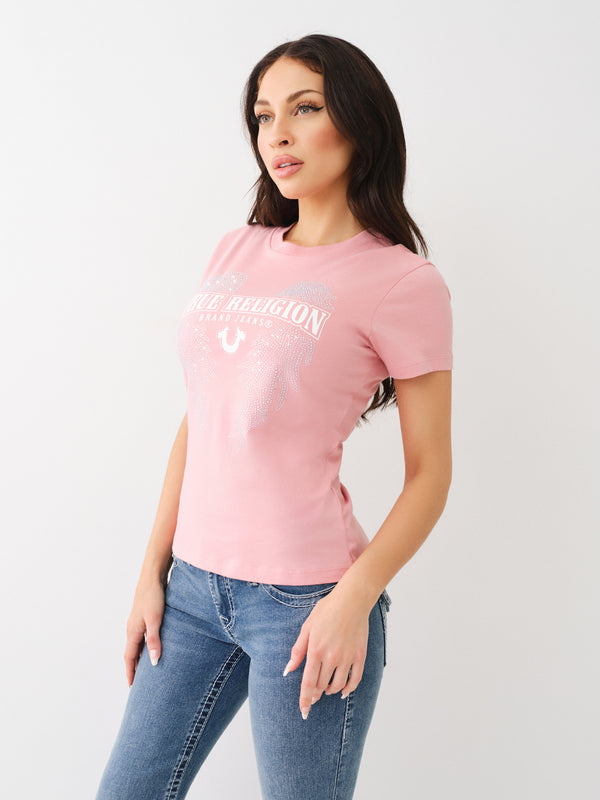 True Religion Crystal Wings T-Shirt Rosebud