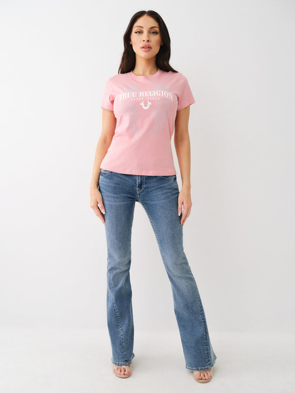 True Religion Crystal Wings T-Shirt Rosebud