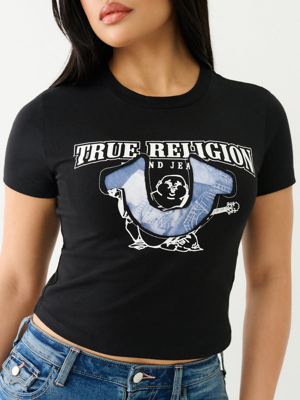 True Religion Distressed Baby T-Shirt Jet Black