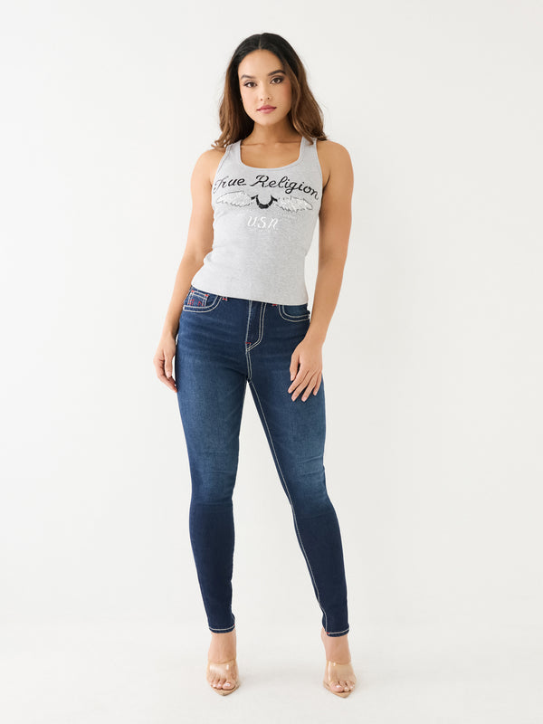 True Religion Crystal Wings Tank Top Heather Grey