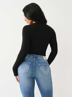 True Religion Horseshoe T-Shirt Charm Cutout Black-True Religion