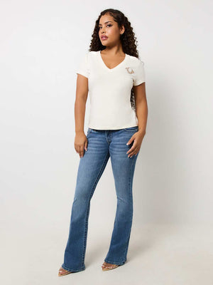 True Religion Crystal V-Neck T-Shirt Optic White-True Religion