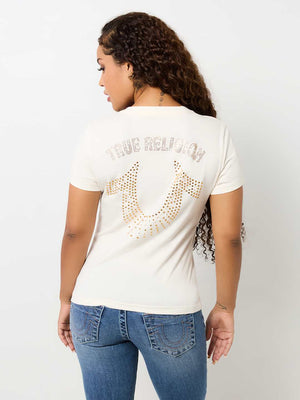 True Religion Crystal V-Neck T-Shirt Optic White-True Religion