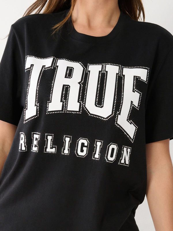 True Religion T-Shirt Ladies Tr Graphic Boyfriend Jet Black