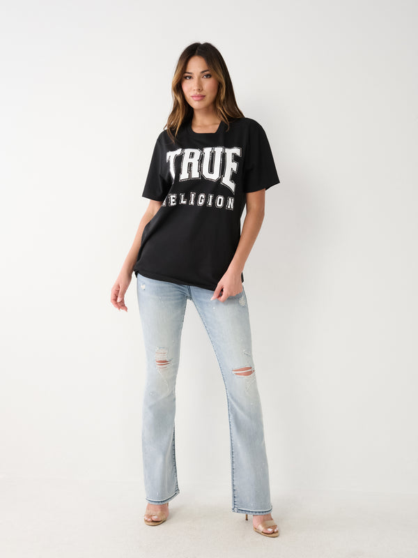 True Religion T-Shirt Ladies Tr Graphic Boyfriend Jet Black