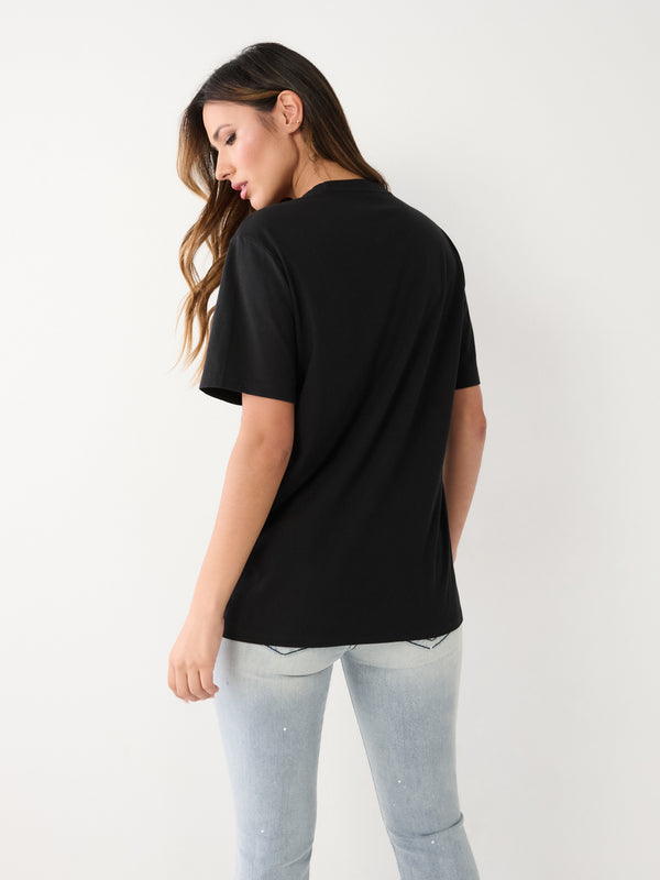 True Religion T-Shirt Ladies Tr Graphic Boyfriend Jet Black