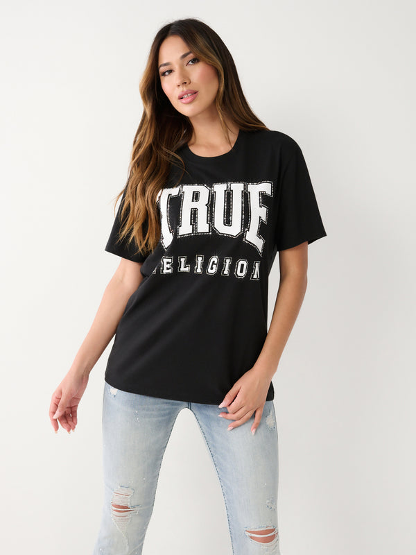 True Religion T-Shirt Ladies Tr Graphic Boyfriend Jet Black