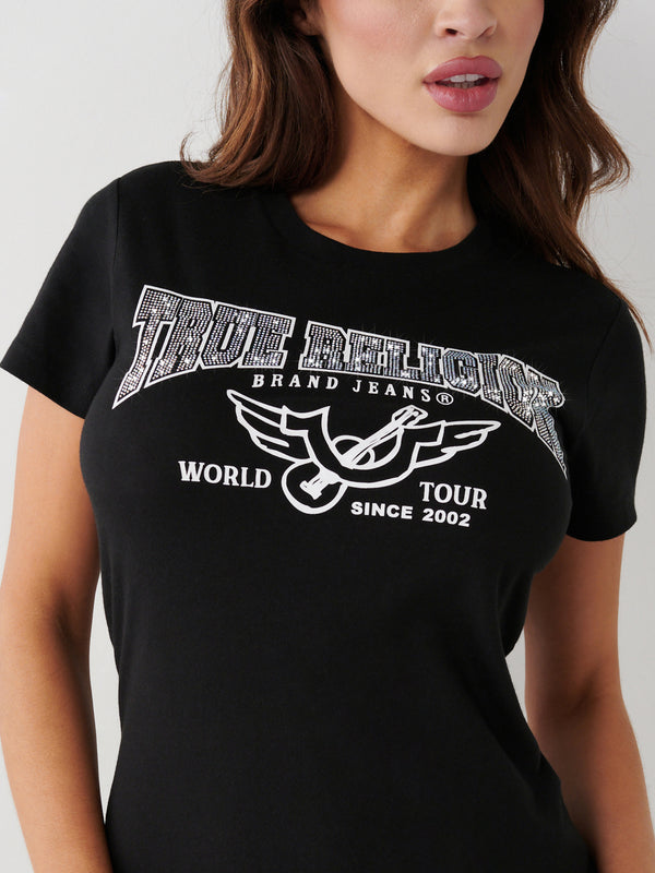 True Religion T-Shirt Ladies Retro Slim Jet Black