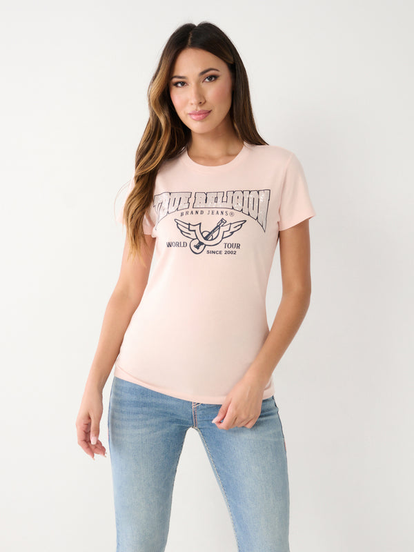 True Religion T-Shirt Ladies Retro Slim Rose